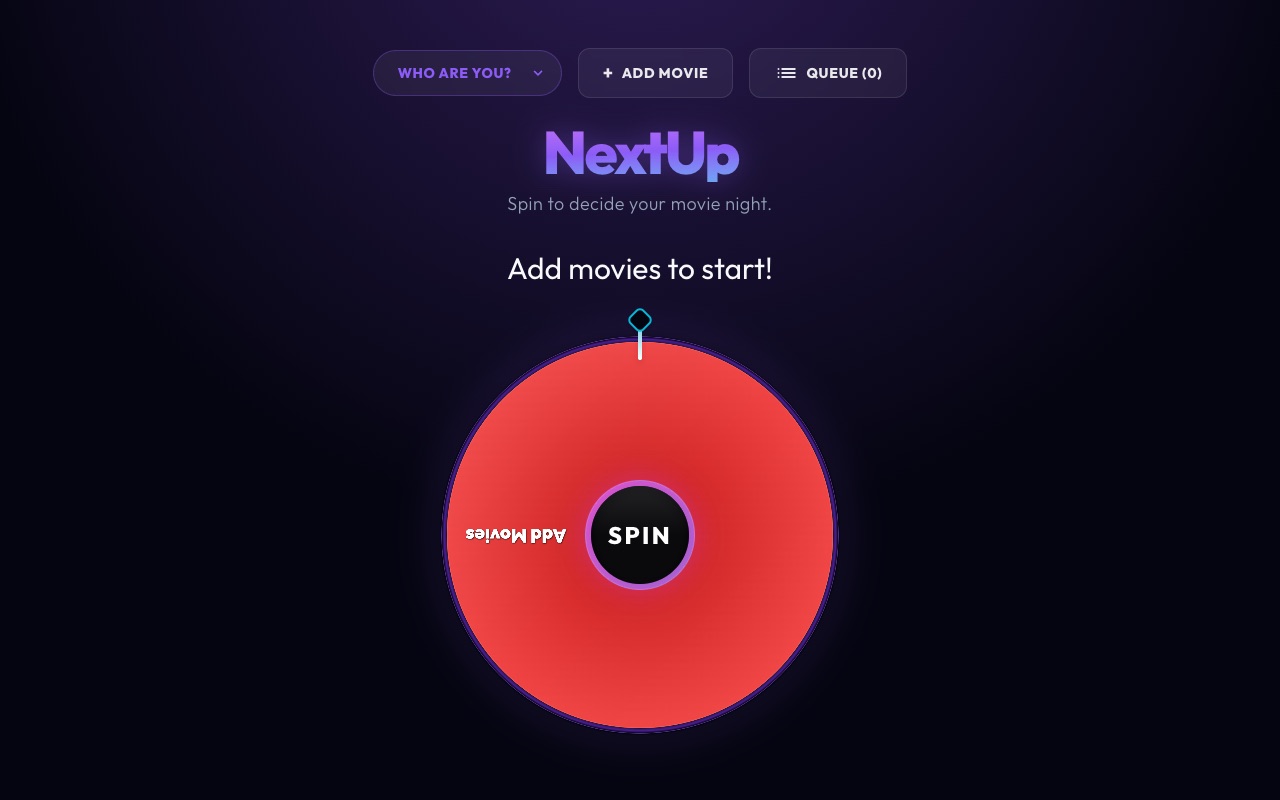 NextUp on desktop